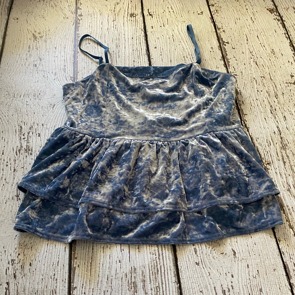 blue velvet speghetti strap shirt